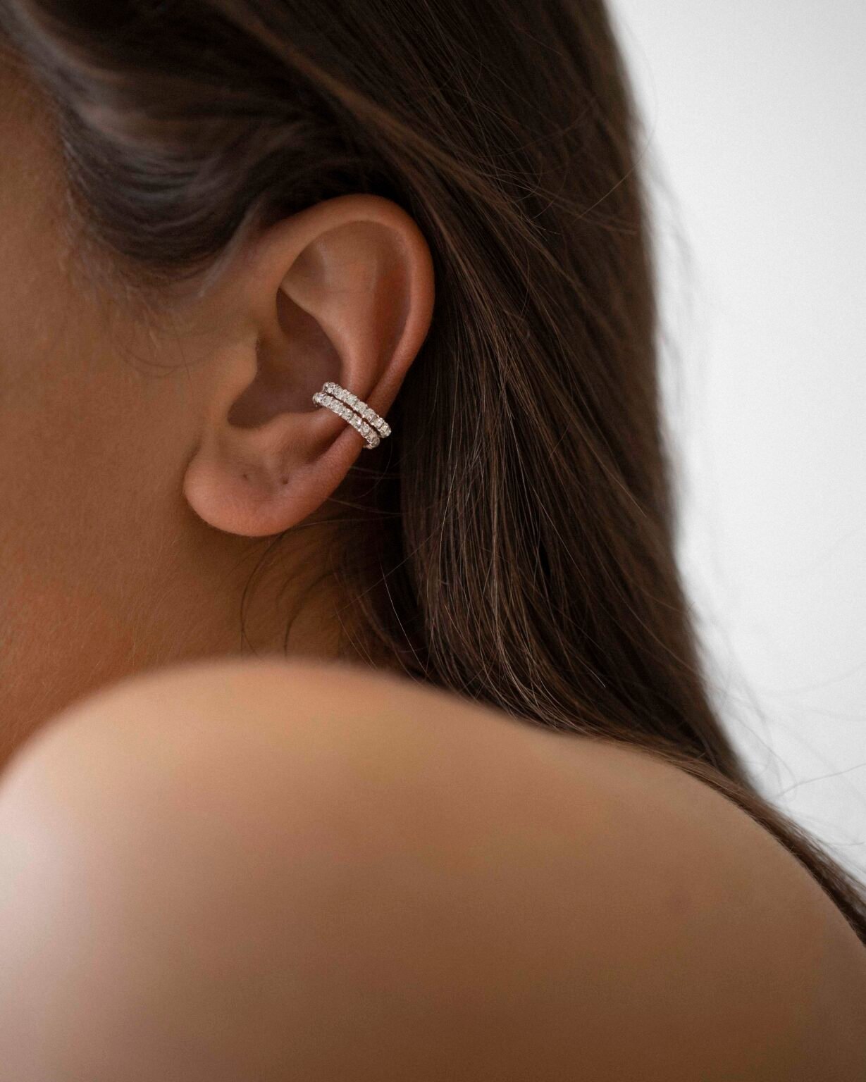 Puošnus 925 sidabrinis ear cuff su cirkoniais 'Kim'